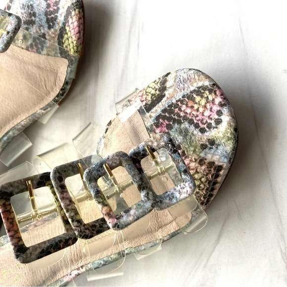 Cecelia New York Lincoln Multicolor Snake print PVC sandals 6.5 - Picture 9 of 11